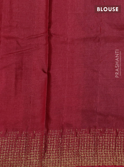 Banarasi tussar silk saree bottle green and maroon with allover thread & zari woven buttas and woven border