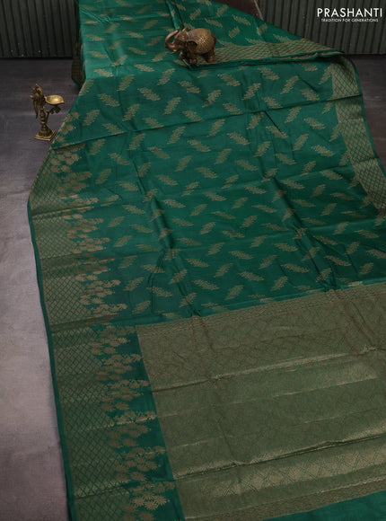 Banarasi tussar silk saree green with allover thread & zari woven buttas and long woven border