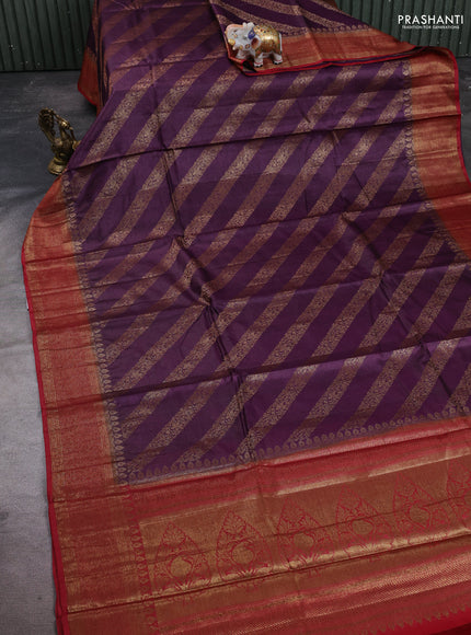 Banarasi tussar silk saree wine shade and maroon with allover thread & zari weaves and woven border