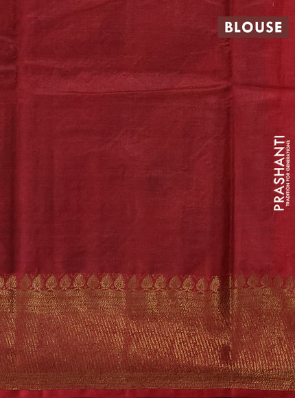 Banarasi tussar silk saree green and maroon with allover thread & zari weaves and woven border