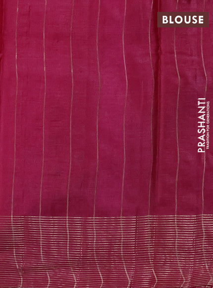 Banarasi tussar silk saree magenta pink with allover thread & zari weaves & buttas and zari woven border