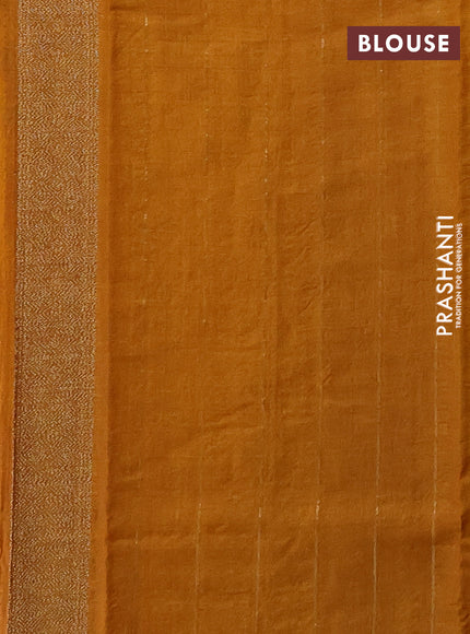 Banarasi tussar silk saree dark mustard with allover thread & zari weaves & buttas and zari woven border