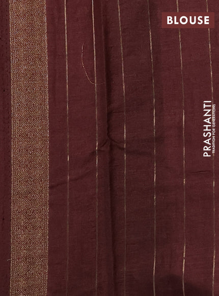 Banarasi tussar silk saree brown with allover thread & zari weaves & buttas and zari woven border