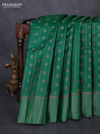 Banarasi tussar silk saree green with allover thread & zari weaves & buttas and zari woven border