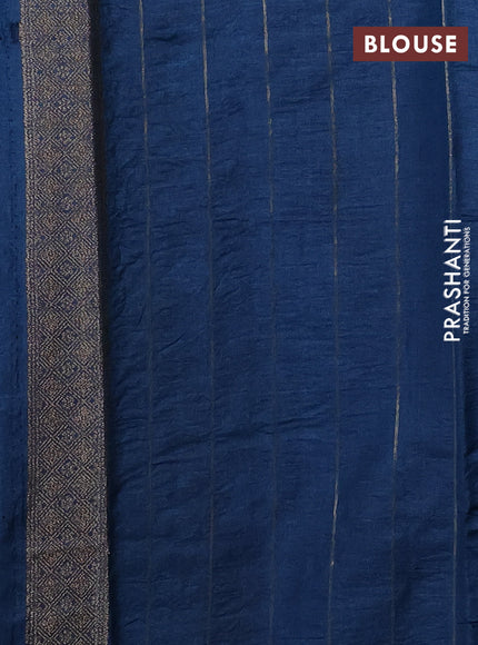 Banarasi tussar silk saree peacock blue with allover thread & zari weaves & buttas and zari woven border
