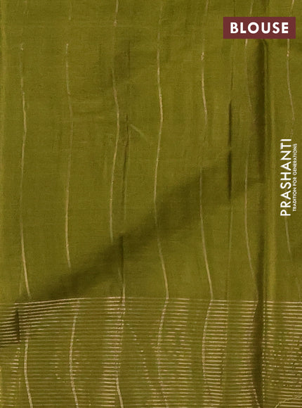 Banarasi tussar silk saree mehendi green with allover thread & zari weaves & buttas and zari woven border