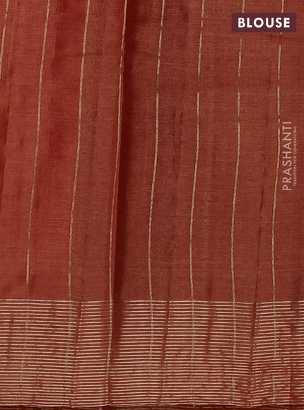 Banarasi tussar silk saree rustic orange with allover thread & zari weaves & buttas and zari woven border