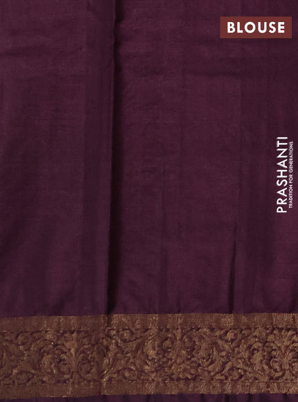 Banarasi tussar silk saree mehendi green and wine shade with thread & zari woven buttas and woven border