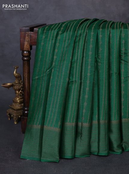 Banarasi tussar silk saree green with allover thread & zari weaves and woven border