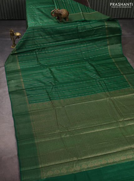 Banarasi tussar silk saree green with allover thread & zari weaves and woven border