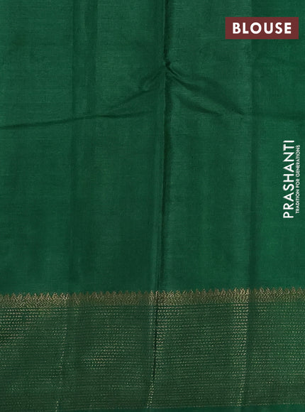 Banarasi tussar silk saree green with allover thread & zari weaves and woven border