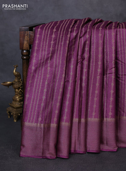 Banarasi tussar silk saree wine shade with allover thread & zari weaves and woven border