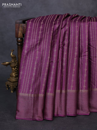 Banarasi tussar silk saree wine shade with allover thread & zari weaves and woven border