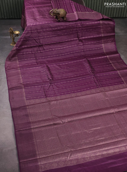 Banarasi tussar silk saree wine shade with allover thread & zari weaves and woven border