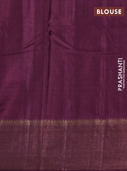 Banarasi tussar silk saree wine shade with allover thread & zari weaves and woven border