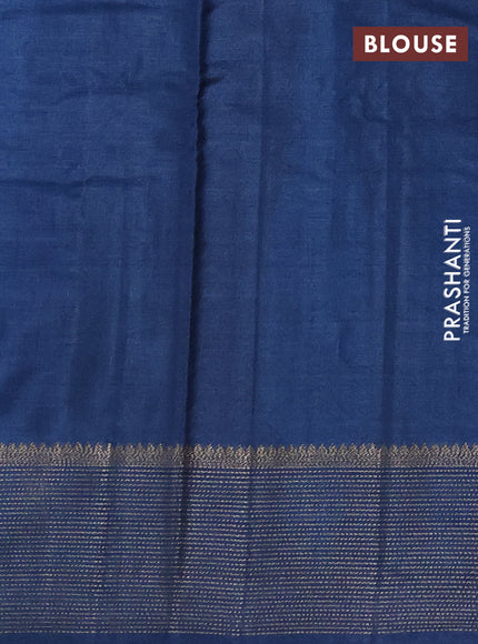 Banarasi tussar silk saree peacock blue with allover thread & zari weaves and woven border