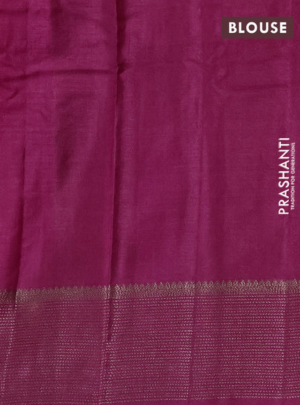 Banarasi tussar silk saree magenta pink with allover thread & zari weaves and woven border