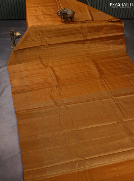 Banarasi tussar silk saree dark mustard with allover thread & zari weaves and woven border