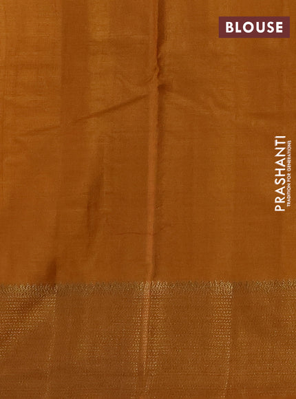 Banarasi tussar silk saree dark mustard with allover thread & zari weaves and woven border