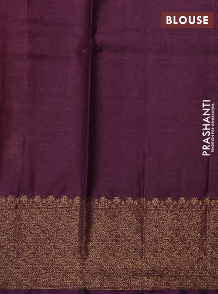 Banarasi tussar silk saree dark mustard and wine shade with thread & zari woven buttas and woven border