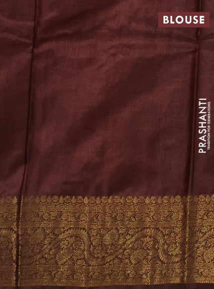 Banarasi tussar silk saree rust shade and coffee brown with thread & zari woven buttas and woven border
