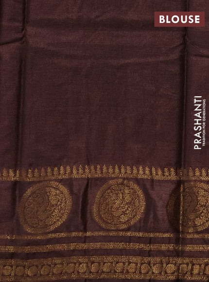 Banarasi tussar silk saree coffee brown with allover thread & zari woven buttas and rettapet woven butta border