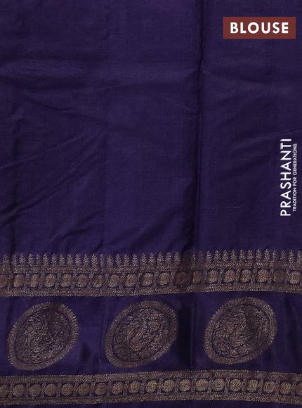 Banarasi tussar silk saree navy blue with allover thread & zari woven buttas and rettapet woven butta border