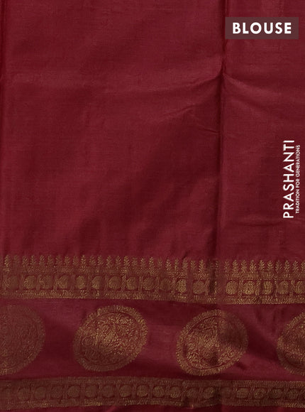 Banarasi tussar silk saree maroon shade with allover thread & zari woven buttas and rettapet woven butta border