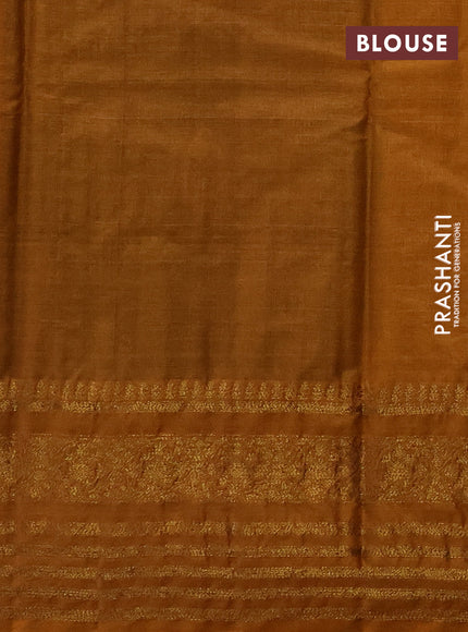 Banarasi tussar silk saree green and mustard yellow with allover thread & zari woven buttas and long woven border