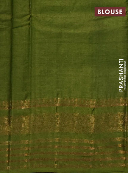 Banarasi tussar silk saree bluish grey and mehendi green with allover thread & zari woven buttas and long woven border