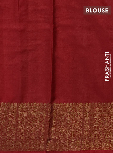 Banarasi tussar silk saree green and maroon with allover thread & zari woven buttas and small woven border
