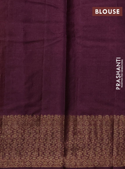 Banarasi tussar silk saree mustard yellow and wine shade with allover thread & zari woven buttas and small woven border