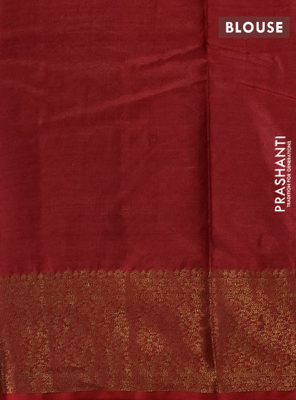 Banarasi tussar silk saree wine shade and maroon with allover thread & zari woven buttas and woven border