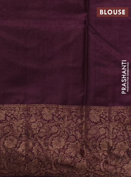 Banarasi tussar silk saree mehendi green and wine shade with allover thread & zari woven buttas and long woven border