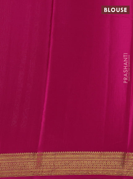 Pure mysore silk saree teal green and pink with allover zari small checks & buttas and zari woven border
