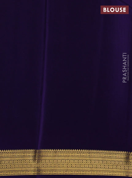 Pure mysore silk saree cs blue and violet with allover small zari checks & buttas and zari woven border