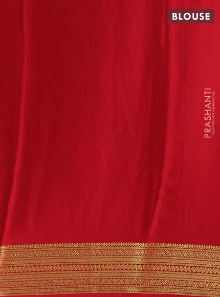 Pure mysore silk saree bottle green and red with allover zari woven buttas and zari woven border