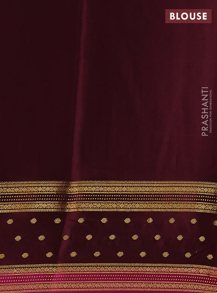 Pure mysore silk saree peach shade and coffee magenta pink with allover zari woven buttas and zari woven border