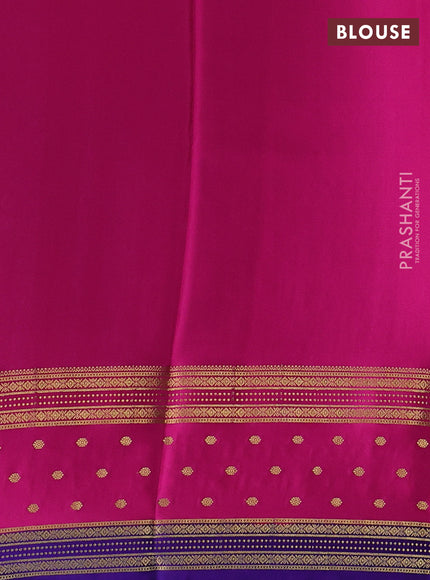 Pure mysore silk saree teal blue and pink  with allover zari woven buttas and zari woven border