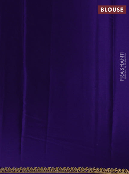 Pure mysore silk saree violet with plain body and small zari woven border