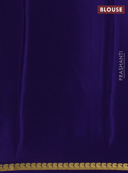 Pure mysore silk saree navy blue with plain body and small zari woven border