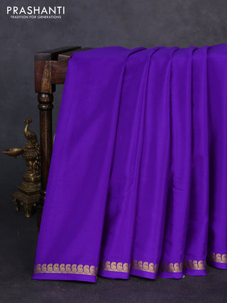 Pure mysore silk saree violet with plain body and small zari woven border