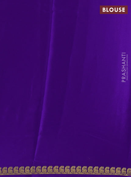 Pure mysore silk saree violet with plain body and small zari woven border