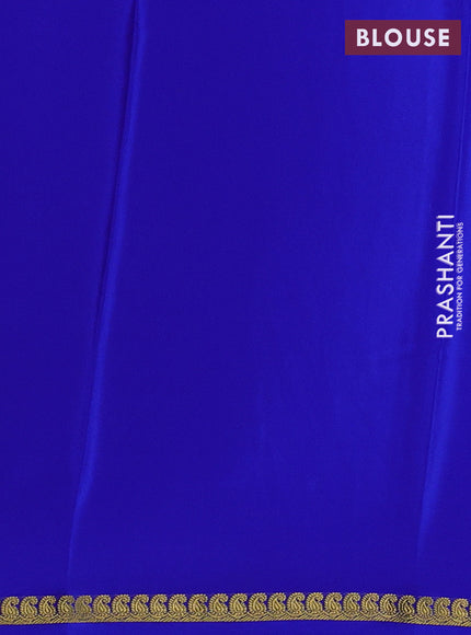 Pure mysore silk saree royal blue with plain body and small zari woven border