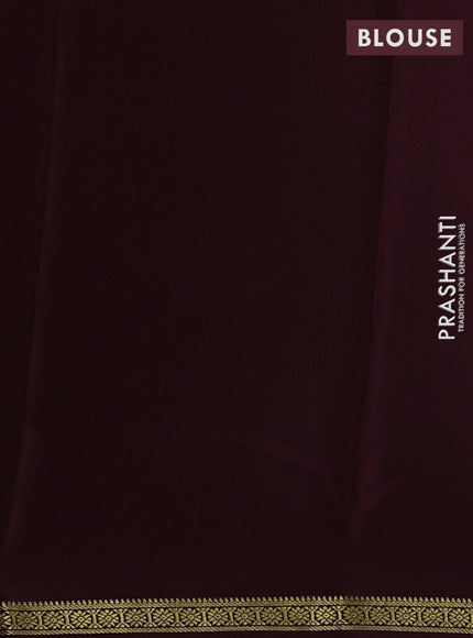 Pure mysore silk saree coffee brown with plain body and small zari woven border