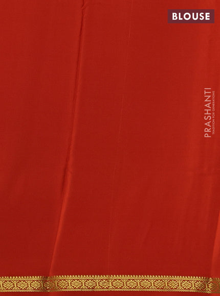 Pure mysore silk saree orange with plain body and small zari woven border