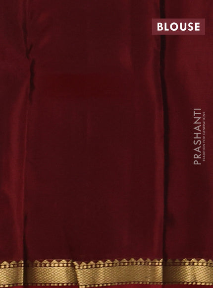 Kanchipuram silk saree peacock green and maroon with zari woven buttas and small zari woven border