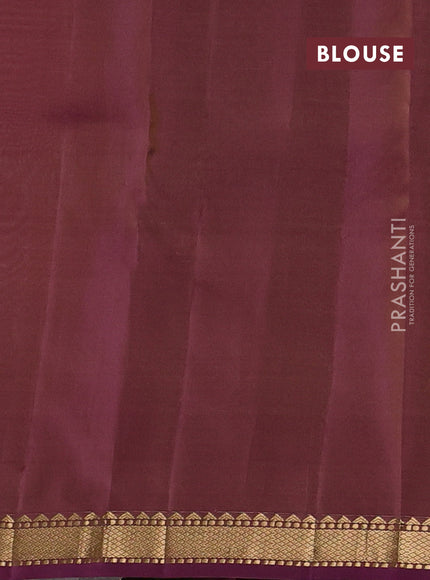 Kanchipuram silk saree beige and pink with zari woven buttas and small zari woven border