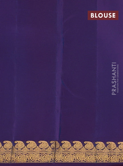 Kanchipuram silk saree cs blue and dual shade pink with zari woven buttas and small zari woven border