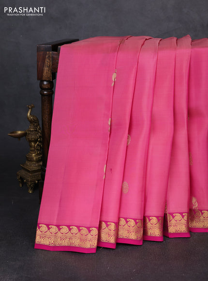 Kanchipuram silk saree mauve pink and pink with zari woven buttas and small zari woven border